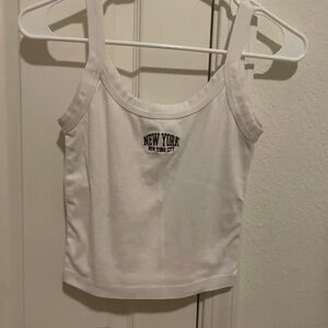 Forever 21 White Tank Top with New York Embroidery